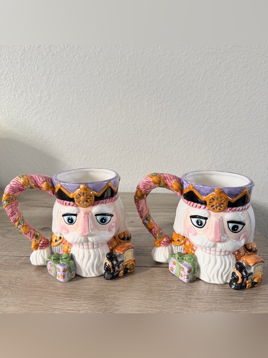 Other - Nutcracker Face Mug Holiday Time Ceramic Coffee Mug Christmas Purple Pink Train